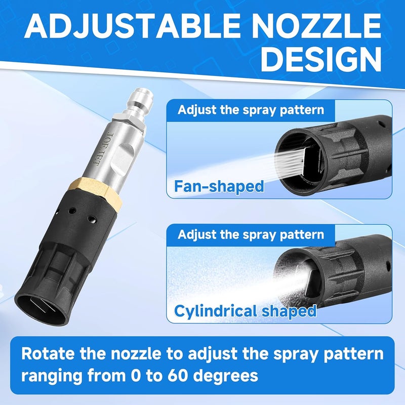 JOEJET Downstream Soft Wash Nozzle, Adjustable 0-60° Twist Nozzle with 1/4 Inch Quick Connect, 2-3 GPM - Image 2